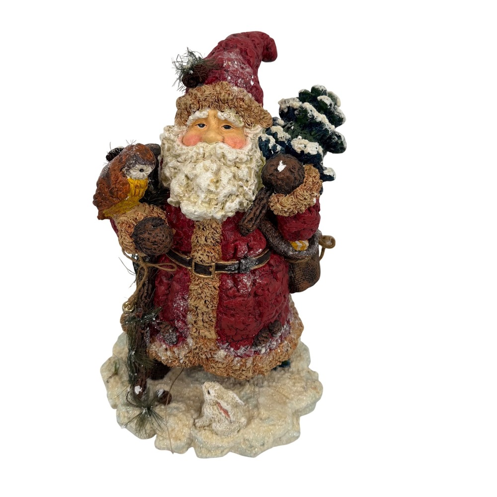 Santa Figurine Large Red Woodland Rustic Resin Christmas Decor Holiday Classic